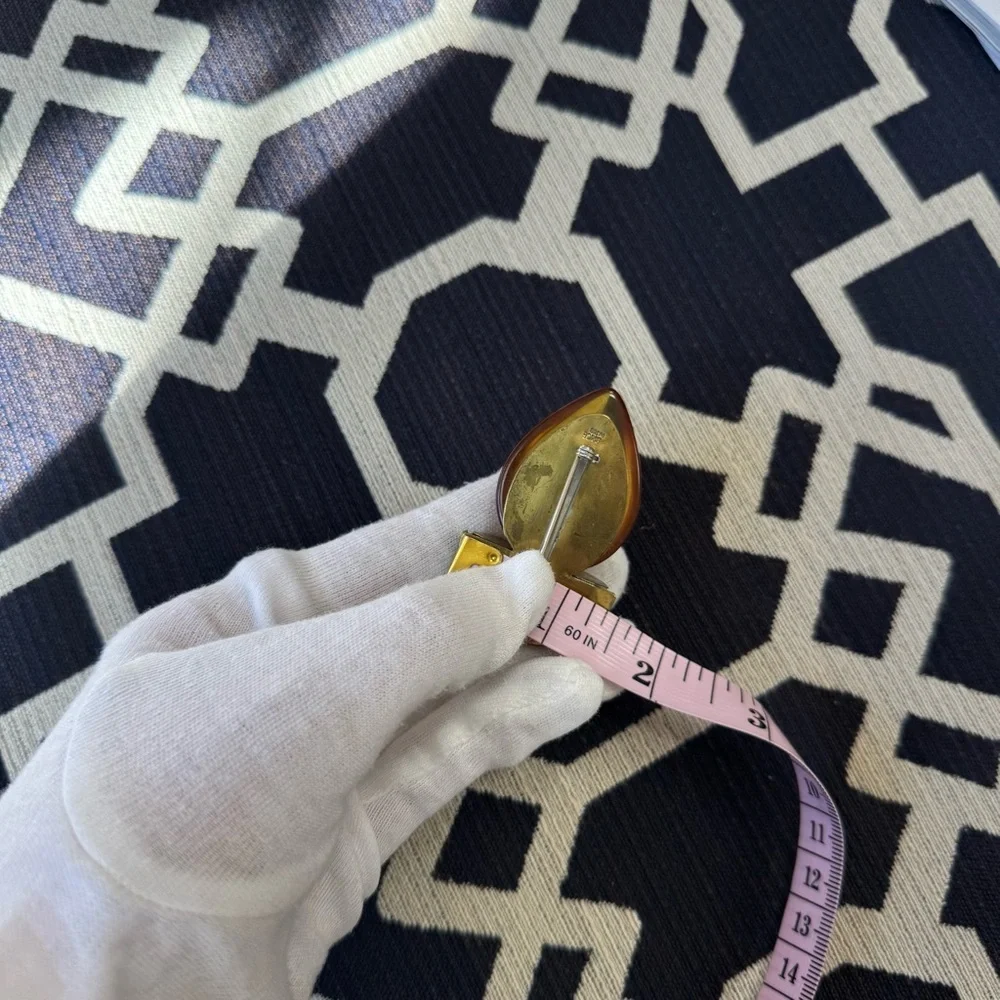 Fabrice Paris Signed Rare Vintage Amber Resin Lucite Brooch Pin Modernistic